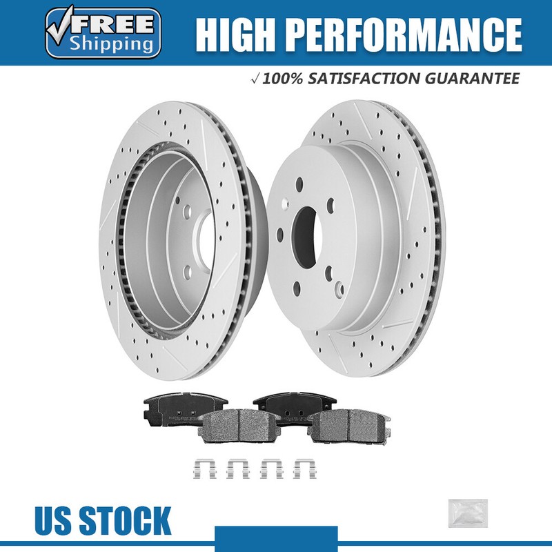 Rear Drilled Brake Rotors + Brake Pads for 2010 – 2017 Chevy Equinox GMC Terrain