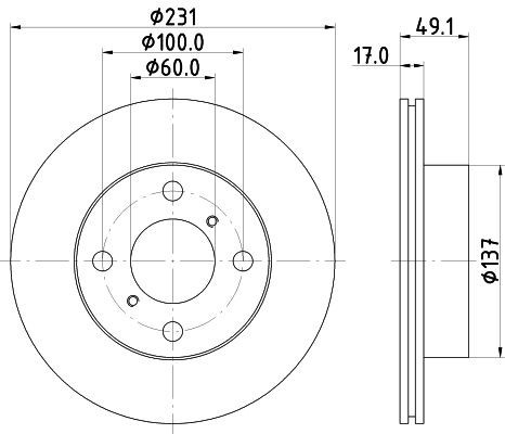 2X Mintex MDC1374 Front Brake Discs 231mm Vented Fits Changhe Hafei Suzuki Alto