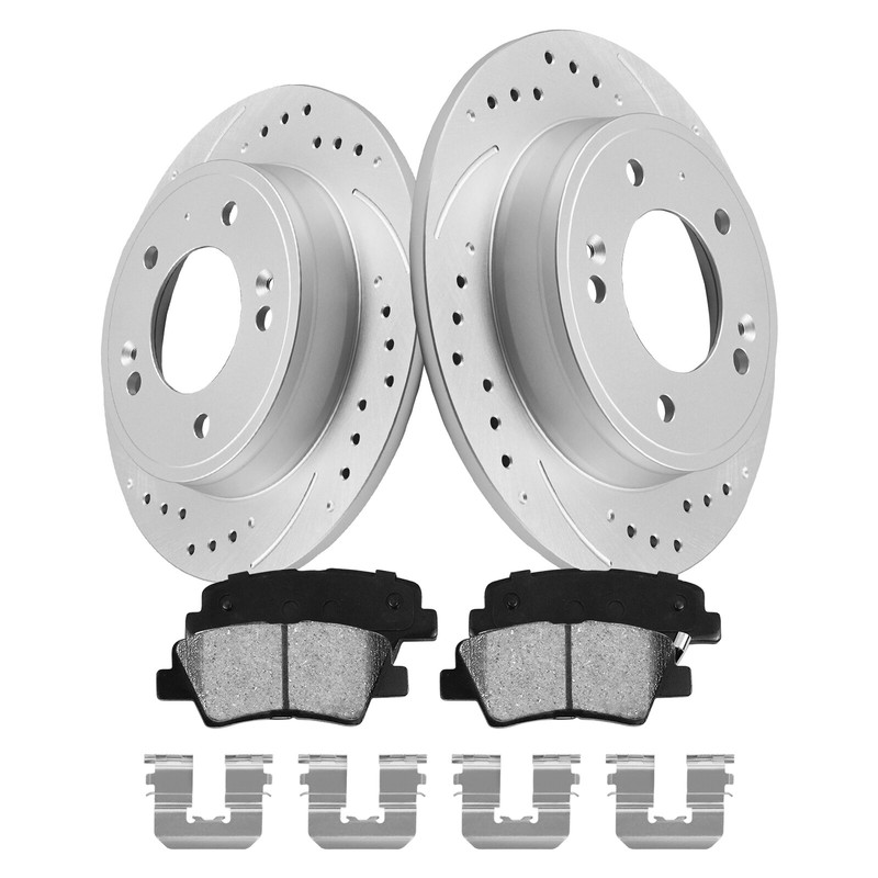 [Rear] Brake Rotors & Ceramic Pad Kit For 2020-2021 2022 Kia Soul Hyundai Venue gallery