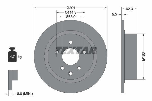 2x Brake Discs Set Rear Solid Coated 291mm Diameter Fits Nissan TEXTAR 92237103 gallery