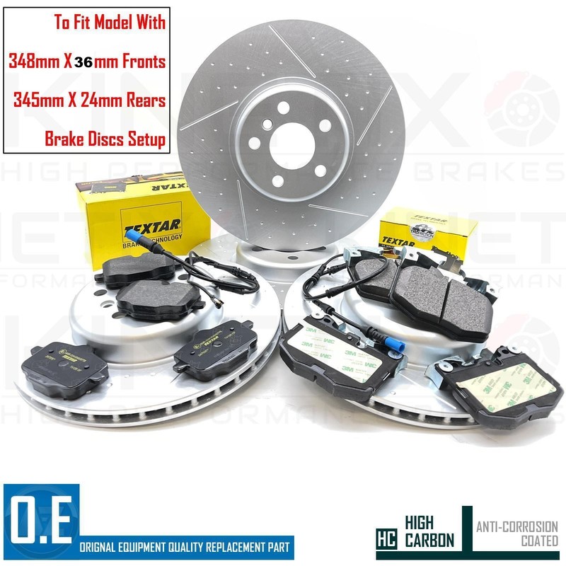 FOR BMW X7 40i M SPORT G07 FRONT REAR BRAKE DISCS TEXTAR PADS WIRES 348mm 345mm gallery