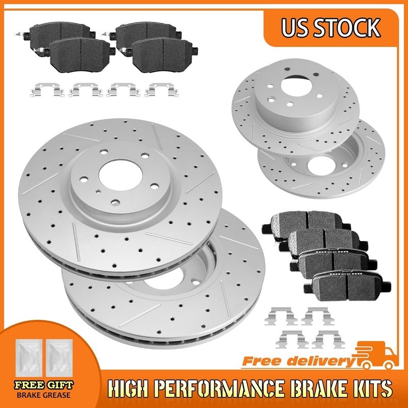 Front Rear Drilled Rotors Ceramic Brake Pad For 2006 Altima 2004-2008 Maxima