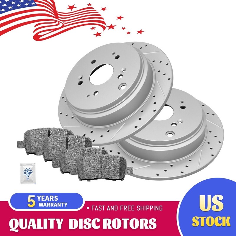 Rear Disc Brake Rotors Ceramic Brake Pads for 2002 2003 2004 Honda Odyssey