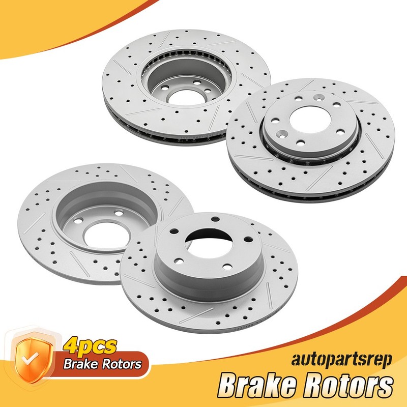 280mm Front & 260mm Rear Disc Drilled Brake Rotors for 2020-2025 Nissan Sentra
