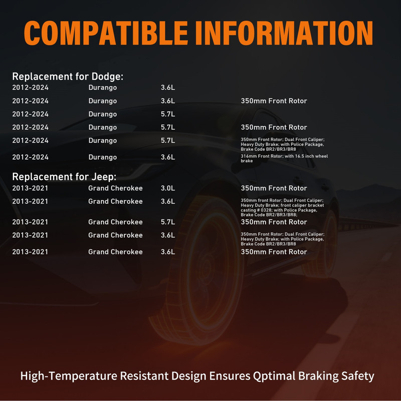 350mm Front Disc Brake Rotors Pads for 2012-2020 Dodge Durango Grand Cherokee gallery