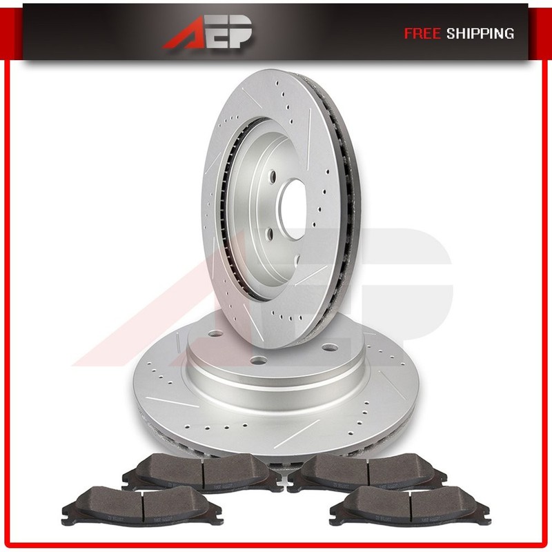 Fits Dodge Ram 1500 2WD 4WD Drilled Front Brake Rotors Discs And Ceramic Pads