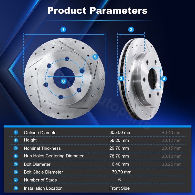 Front Side Brake Rotors for 2003-2008 Chevrolet Express 1500 GMC Savana 1500 gallery
