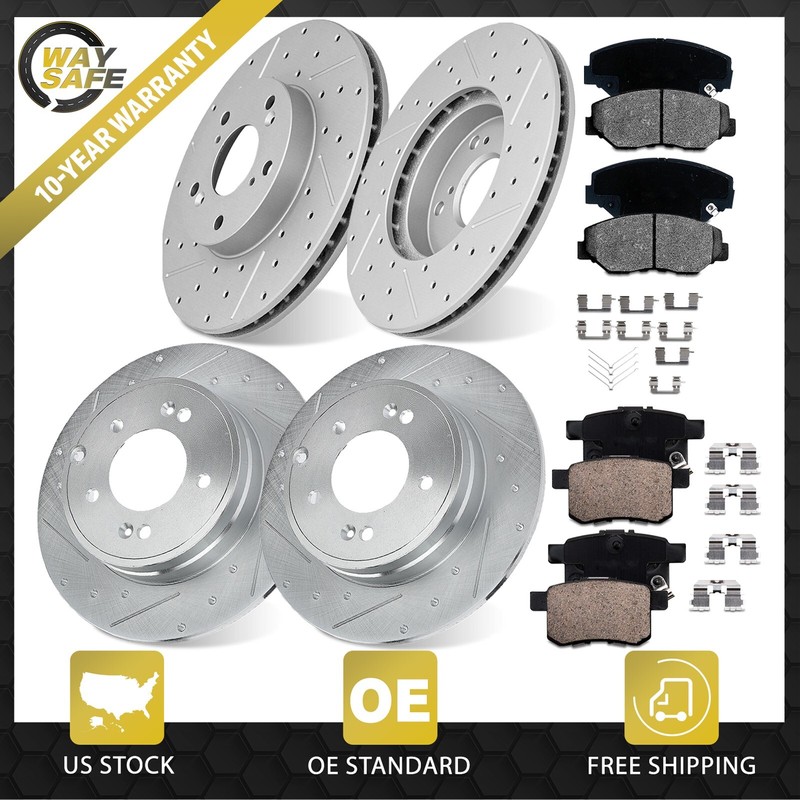 Front Rear Rotors Brake Pads Kit for 2008 2009 2010 2011 – 2017 Honda Accord