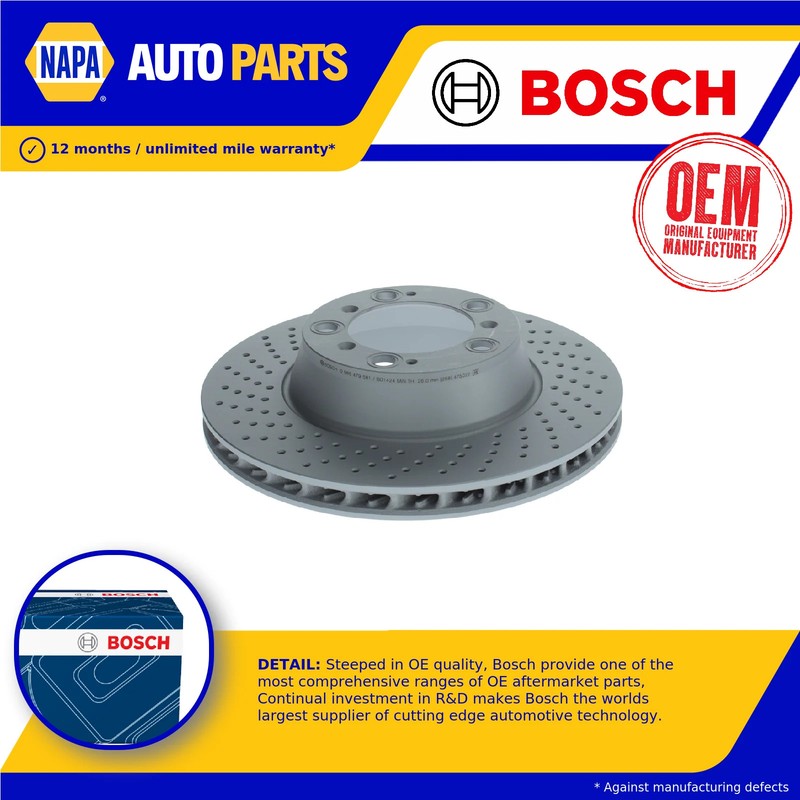 Brake Disc Single Vented fits PORSCHE 911 996, 997 3.6 Rear Left 99 to 12 Bosch