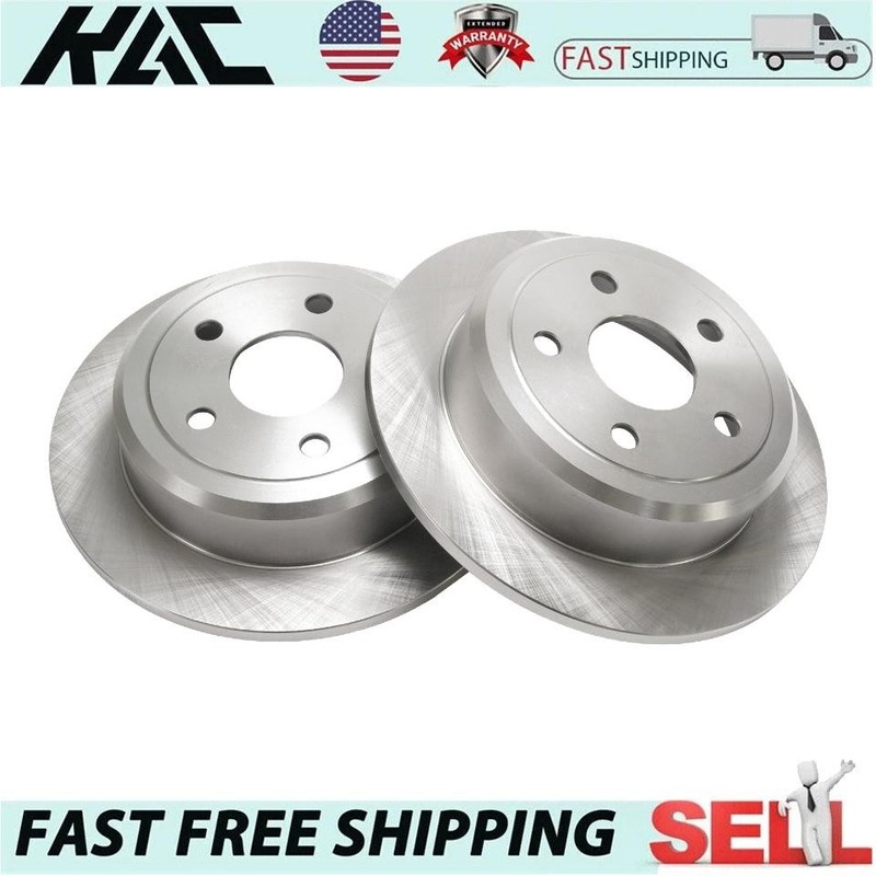 Set of 2 Rear Left Right Solid Disc Brake Rotors Fit For Jeep Wrangler 53041