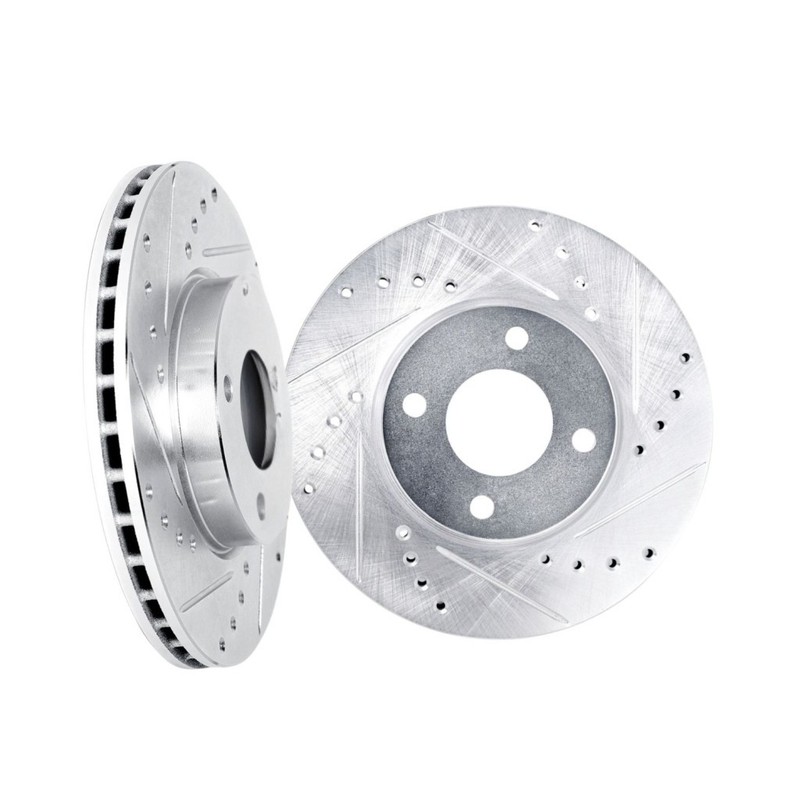 For Mini Cooper 2002-2008 Brake Rotor Set Front | Silver | Drilled and Slotted gallery