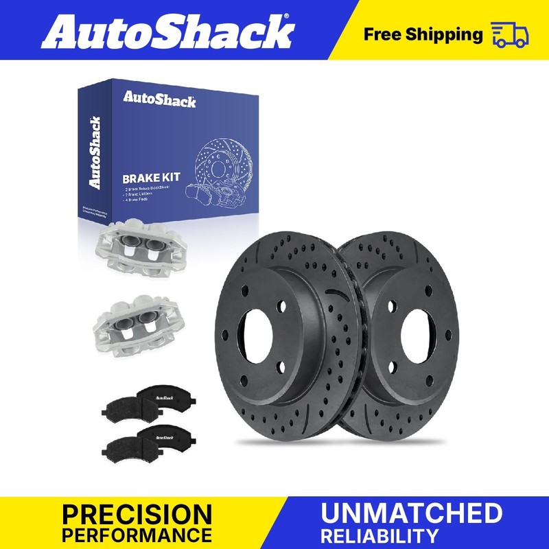Front Drilled Slotted Brake Rotors Premium Pads Calipers for Dodge, Dakota 09-10