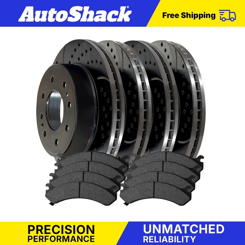 Front Rear Drilled Slotted Brake Rotors Ceramic Pads for GMC Sierra 2500 HD