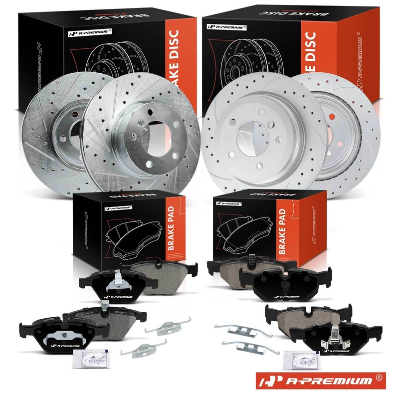 12Pcs Front & Rear Drilled Rotors & Brake Pads for BMW 328i 2010-2013 328i X1