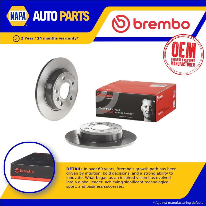 2x Brake Discs Pair Solid fits FORD GALAXY 1.9D Rear 95 to 06 268mm Set Brembo