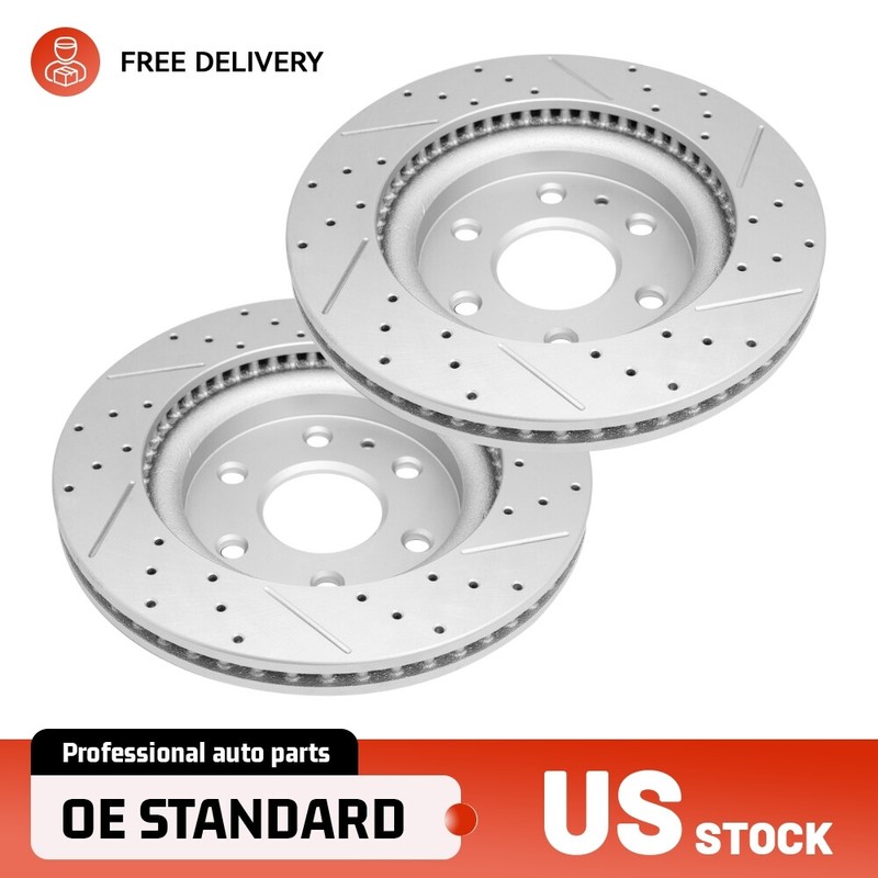 Front Drilled Brake Rotors Set for GMC Acadia 2007-2011 2012 2013 2014 2015 2016