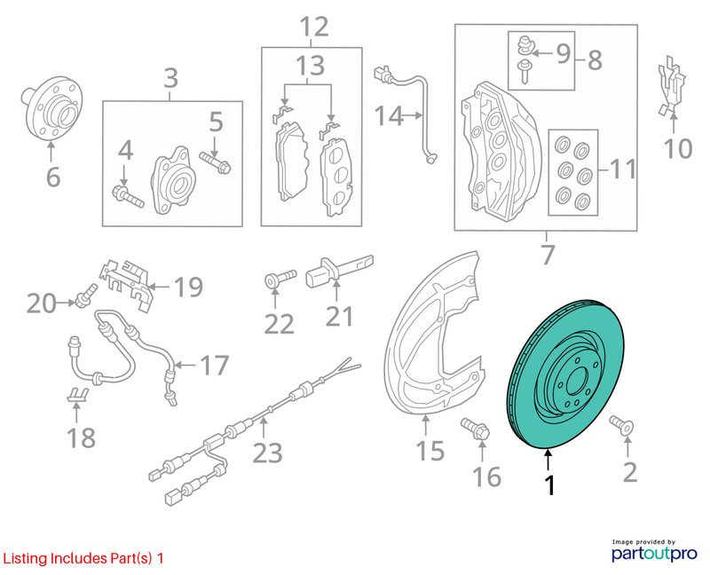 Audi S4 S5 RS5 Front Left or Right Brake Disc Rotor 4M0615301AN 2018 2019 OEM gallery