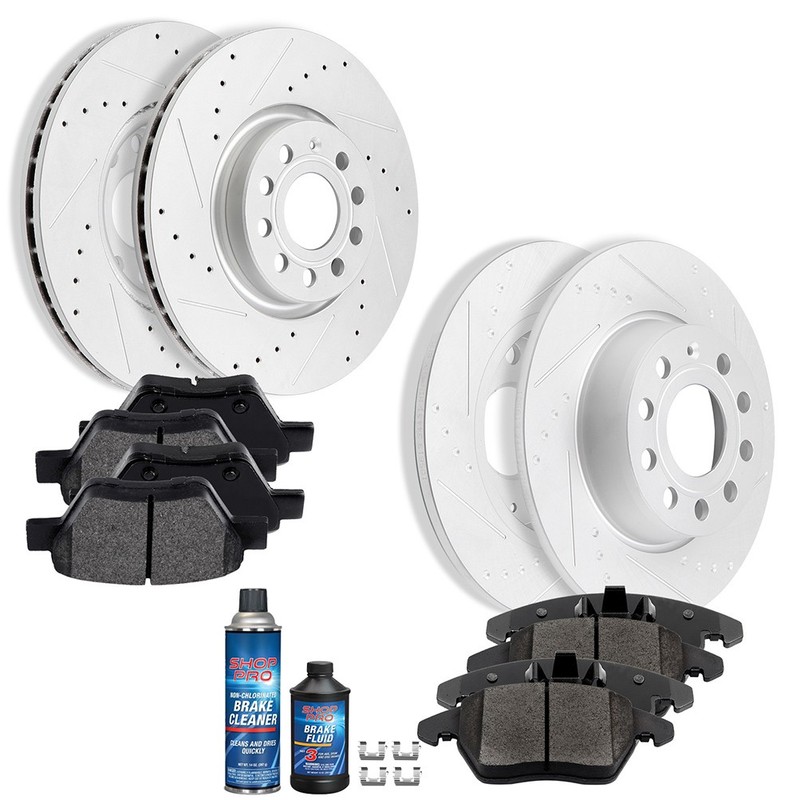 Front & Rear Rotors + Ceramic Brake Pads for 2015 2016-2021 Volkswagen Passat
