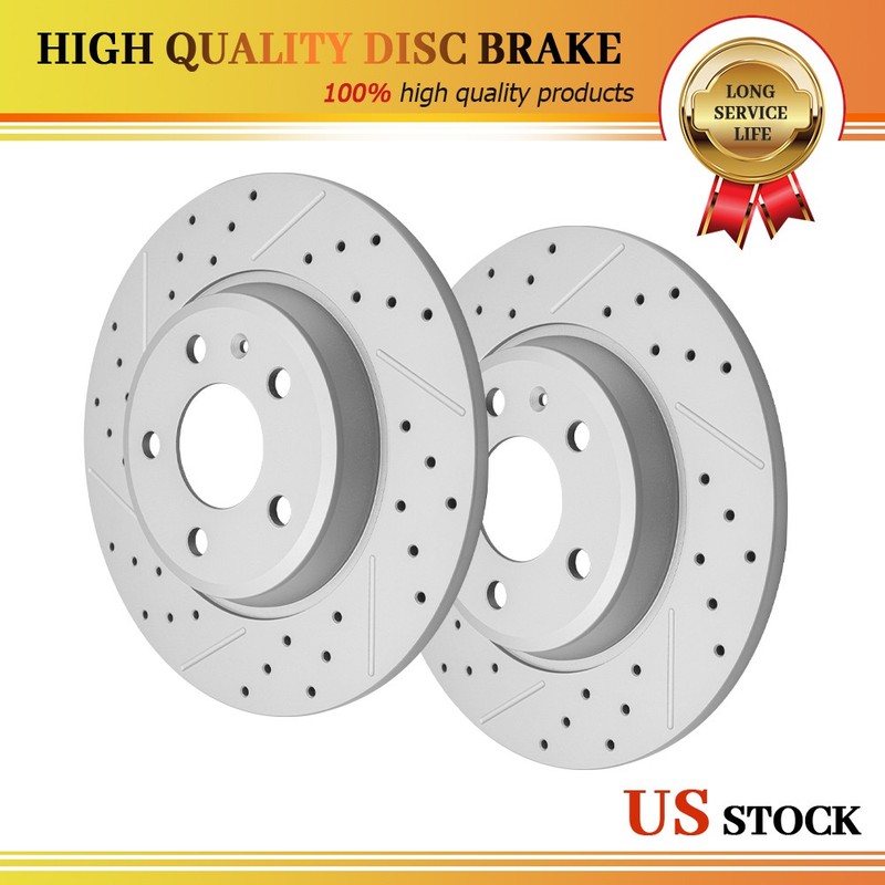 Rear Drilled and Slotted Disc Brake Rotors for Audi A4 A5 A6 A7 Quattro Allroad
