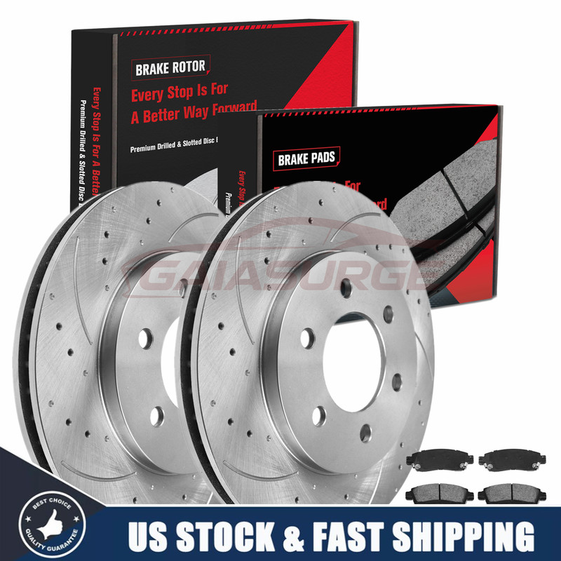 For Chevrolet Traverse 2009 – 2017 Rear Drilled Brake Rotors + Ceramic Pads Kit
