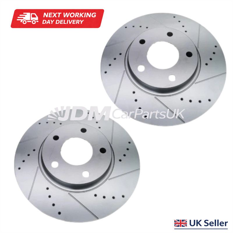 Performance Front Brake Discs Drilled & Grooved For Nissan Elgrand E51