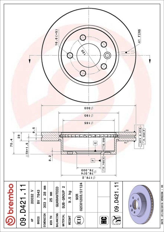 1x brake disc Brembo 9.D421.11 for MAN TGE bus 2 2017-2024 gallery