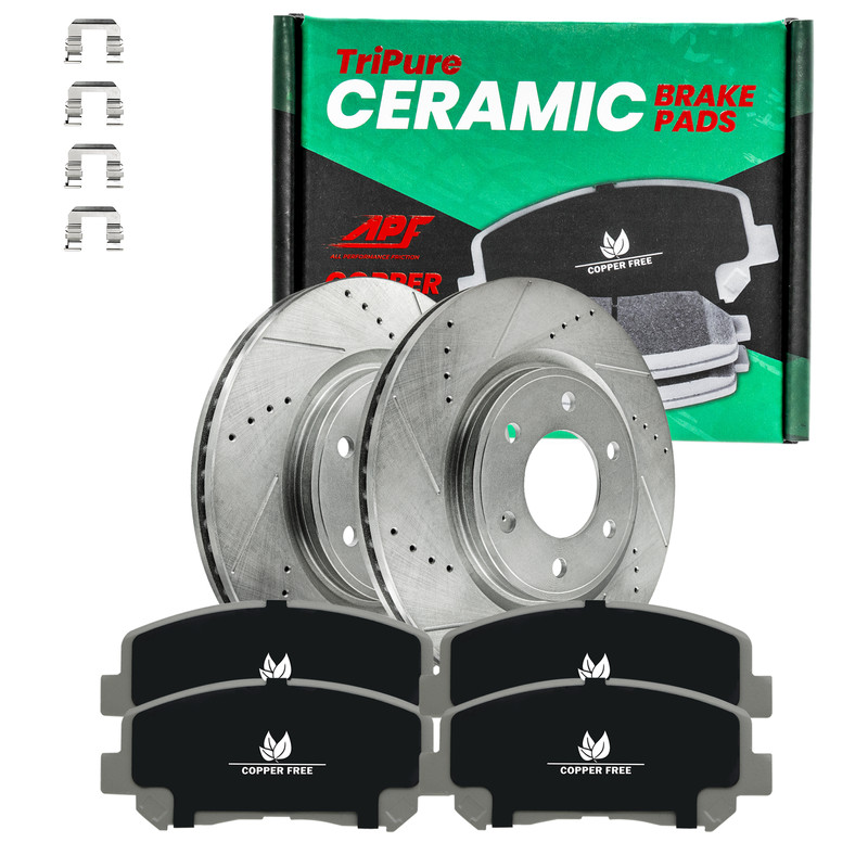 Rear Drill/Slot Rotors + Ceramic Copper Free Brake Pads For Cadillac 2004-2009