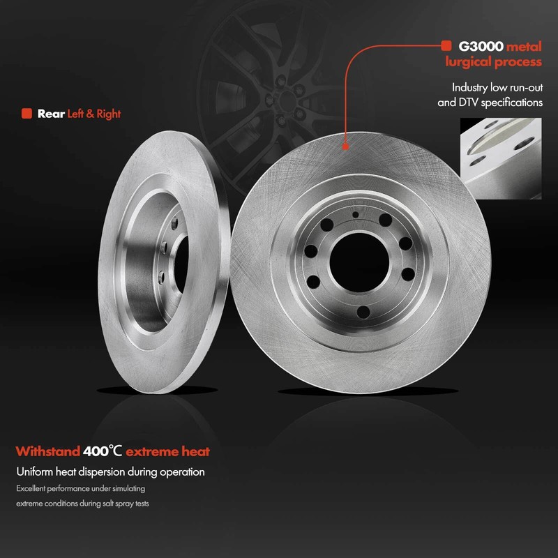Disc Brake Rotors & Ceramic Brake Pads for Saab 9-3 2004-2011 9-3X L4 2.0L Rear gallery