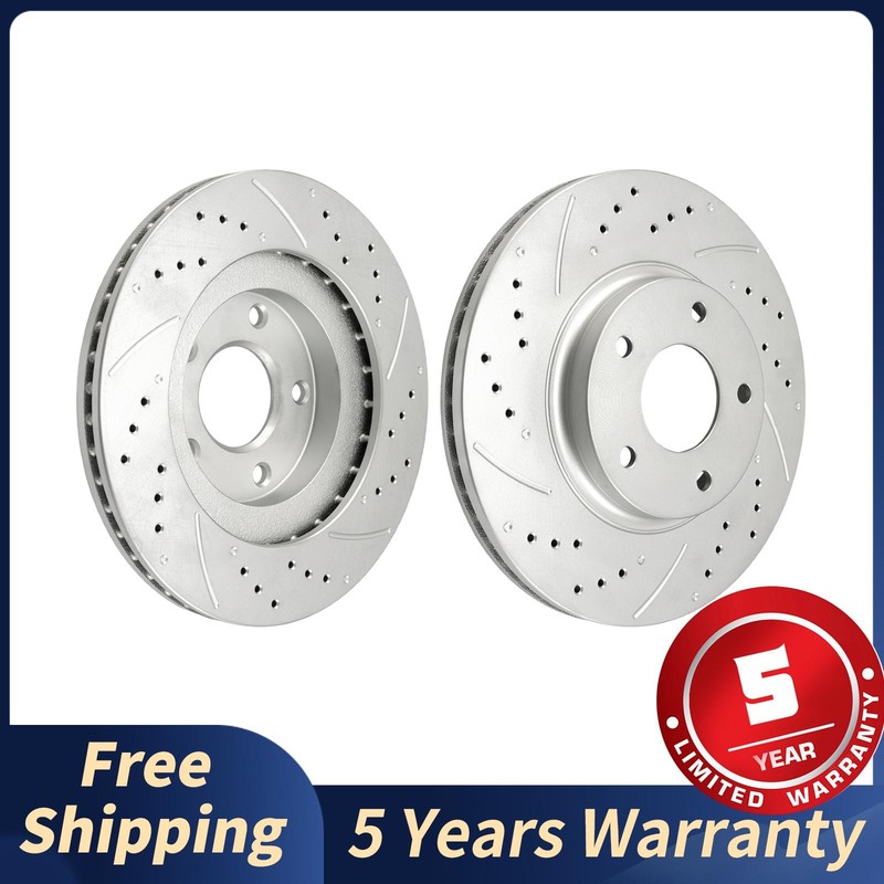 Pair Front Drilled Slotted Disc Brake Rotors For 2002-2004 Nissan Altima 31306