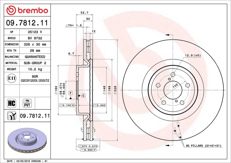 Genuine 2 Piece Subaru Impreza GG Brembo Front Brake Disc Kit gallery