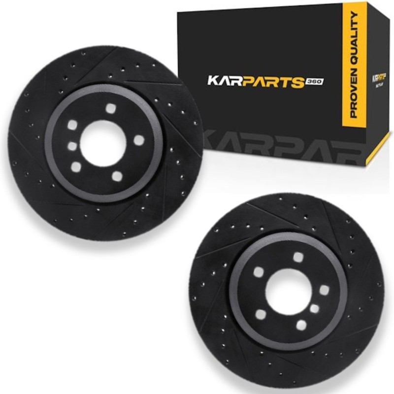 For BMW 545i/645Ci 2004 2005 Rotor Set Rear | Black | Drilled And Slotted