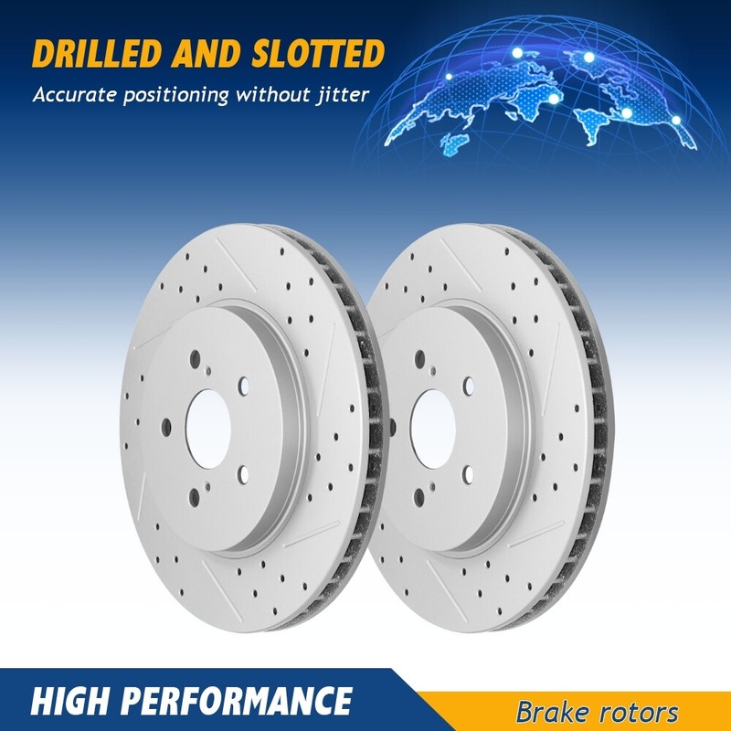 Front Drilled Disc Brake Rotors for Toyota Highlander Lexus RX330 RX350 RX400h