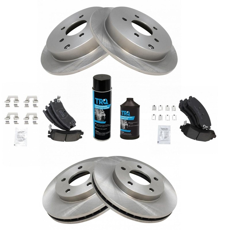 TRQ Brake Pad Rotor Kit Ceramic Front & Rear Kit w/Chemicals gallery