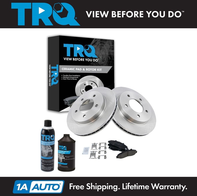 TRQ Front Premium Ceramic Disc Brake Pad & Rotor Kit w/Chemicals for Ford F150
