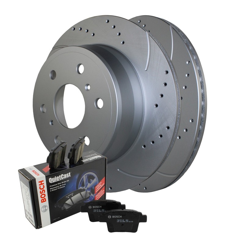 Rear Brake Kit 345mm Drilled Rotors Bosch Ceramic Pad For Cadillac Chevrolet GMC