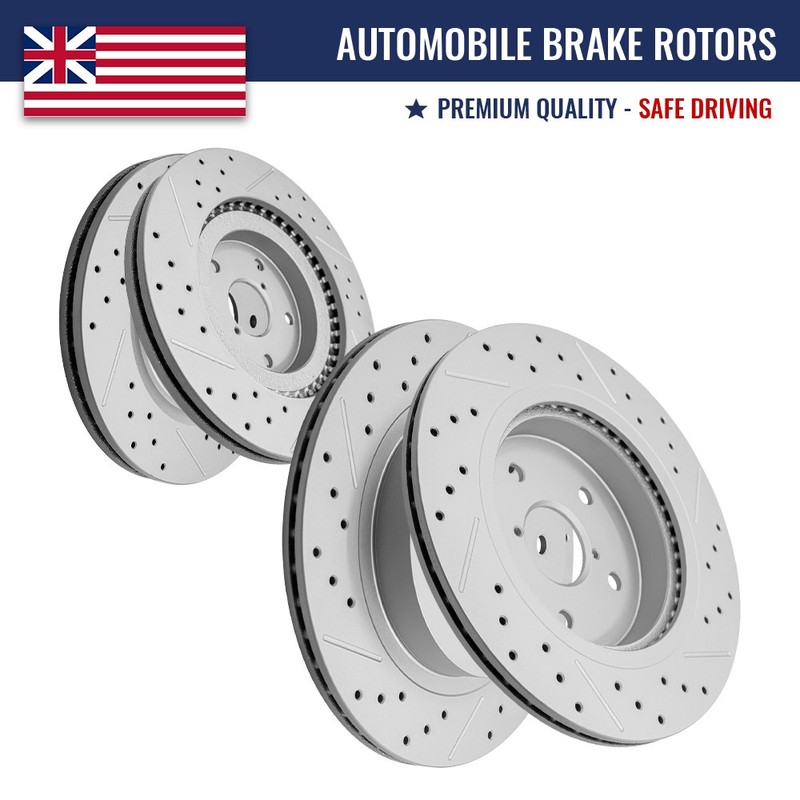 Rear Drilled Slotted Brake Rotors Brake Pads Kit for Subaru Outback Legacy WRX