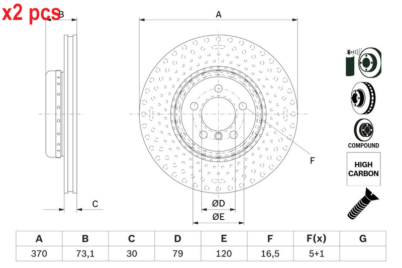 X2 PCS L&R SIDES BRAKE DISC 0986479E21