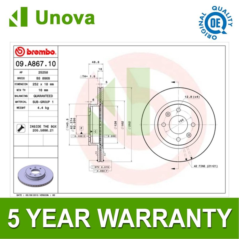 Brake Discs Front Unova Fits Hyundai i10 Kia Picanto 1.0 1.1 CRDi 1.2 #2 gallery