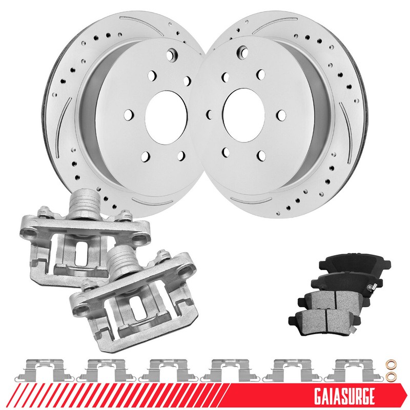 Rear Brake Calipers Ceramic Pads & Rotors For 2005-2015 Nissan Xterra Frontier