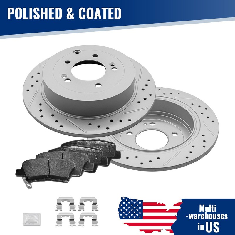 Rear Brake Disc Rotors & Ceramic Pads For Hyundai Tucson 2016-2021 Kia Sportage
