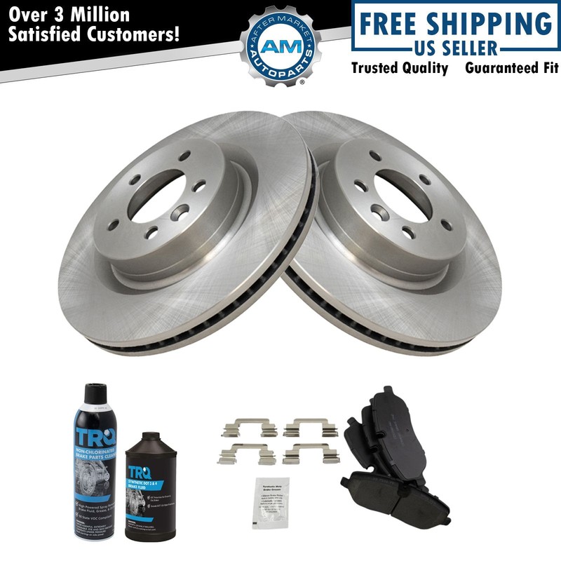Front Brake Rotor & Ceramic Brake Pad Kit w/Chemicals for Rand Rover LR3