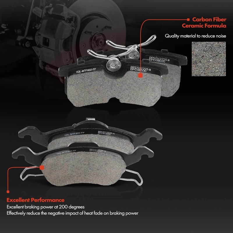 12x Front & Rear Drilled Rotors & Brake Pads for Ford Focus 2001-2004 Exc. SVT gallery