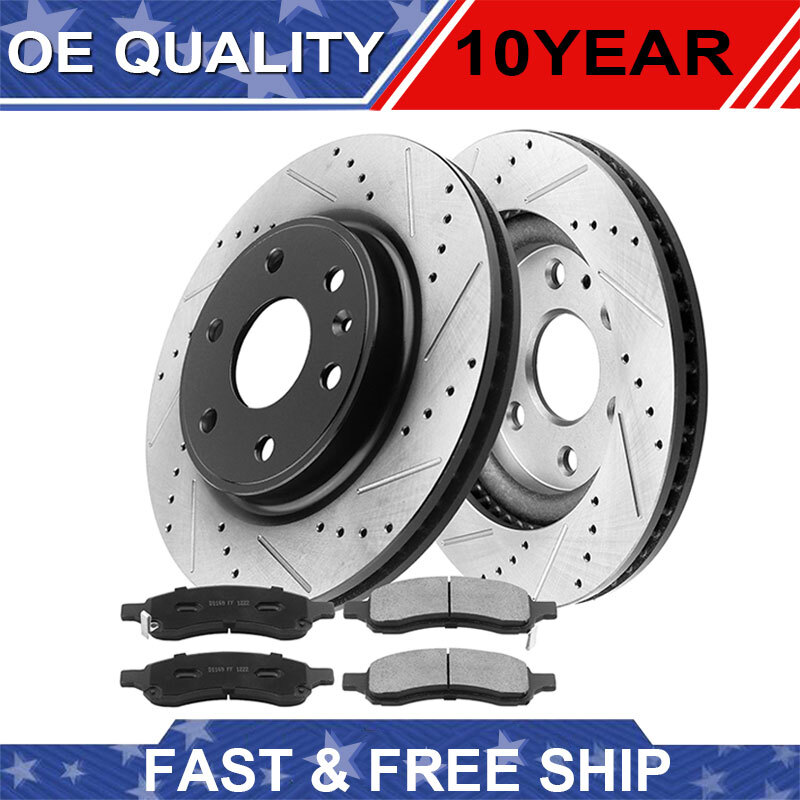 Front Brake Rotors and Ceramic Brake Pads for 2009-2017 Traverse Enclave Acadia
