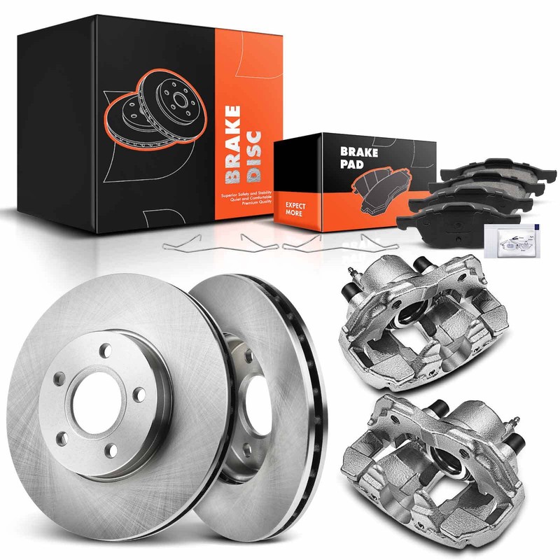 Disc Brakes Rotors & Ceramic Brake Pads + Caliper for Ford Focus 2012-2018 Front