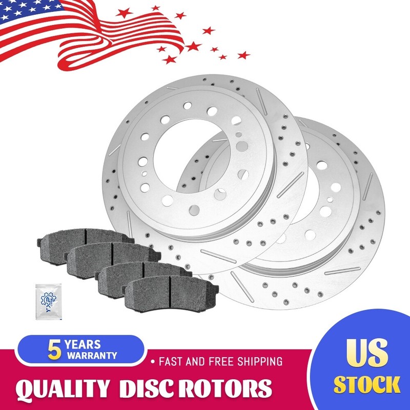 Rear Drilled Rotor Ceramic Pad for 10 – 21 Toyota 4Runner FJ Cruise Lexus GX460