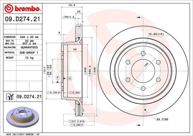 Rear Rotor Fits 2012-2020 Ford F-150 09.D274.21