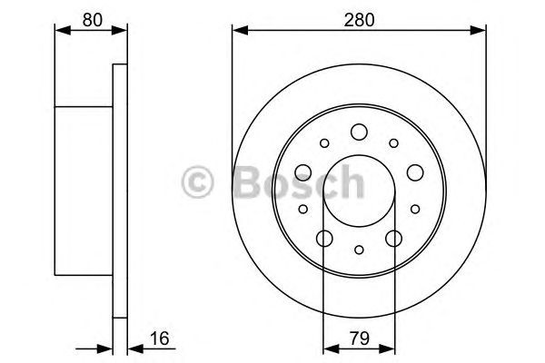 Bosch Brake Disc Rear Diameter 279.7mm 79mm Solid 16mm 0986479316 gallery