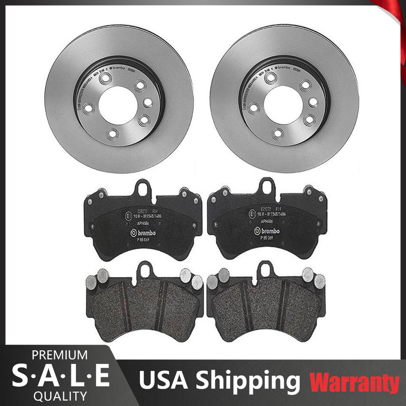 Brembo Front Brake Kit Low-Met Pads Sensors Disc Rotors for Touareg 17″ Wheels