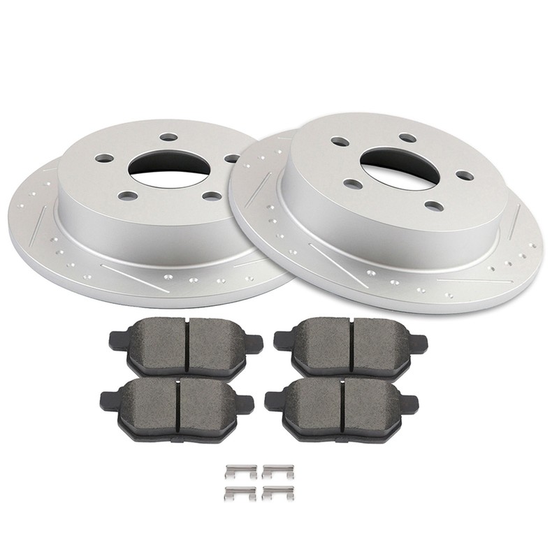 Rear Disc Brake Rotors And Ceramic Pads For 1999 2000-2004 Oldsmobile Alero