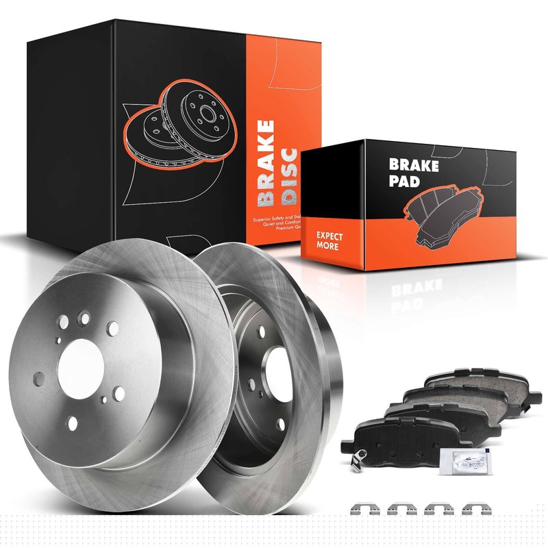 Rear Disc Brake Rotor & Ceramic Brake Pads for Toyota Venza 2009-2016 2.7L 3.5L